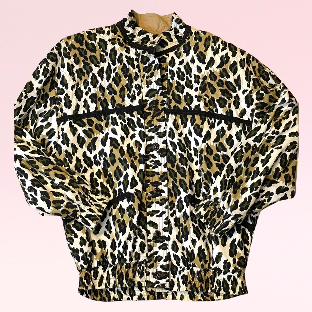 Leopard Quilted Jacket VTG sz L